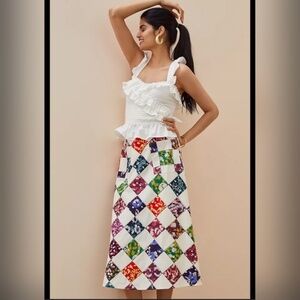 Tiny for Anthropologie patchwork midi skirt size large NWT - worn on tv